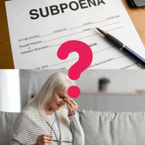 A white older woman sitting on the couch with her glasses off and pinching her nose/looking down in frustration.